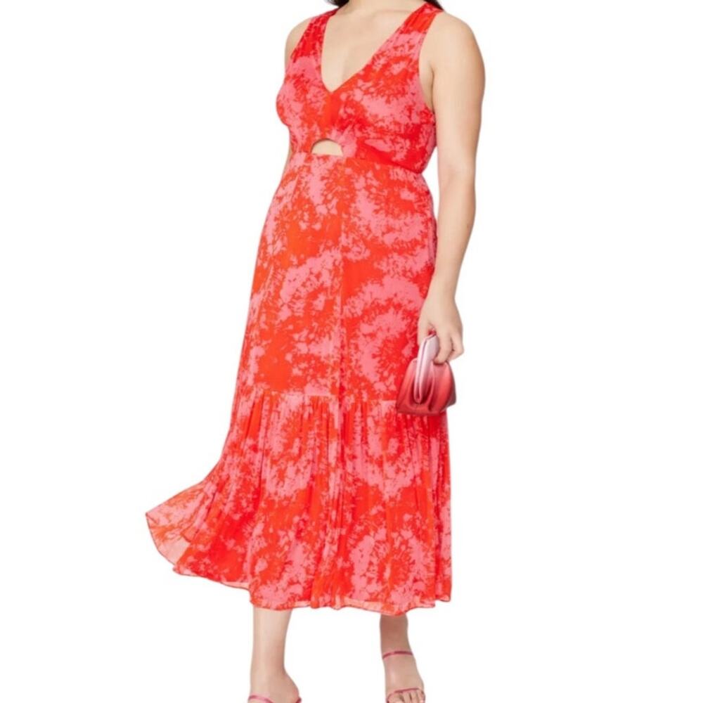 Thakoon Collective Sleeveless Double V Neck Cocktail Midi Dress Red Size 4 - Picture 4 of 16